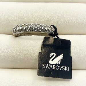 Swarovski Ring Sterling Silver Pave Crystal Stack Band 7 Swan Signed Modern 925